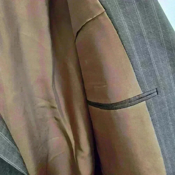 Hickey Freeman Vintage Men's 44R Jacket Sport Coat Wool Cashmere Brown Pinstripe - Picture 13 of 16